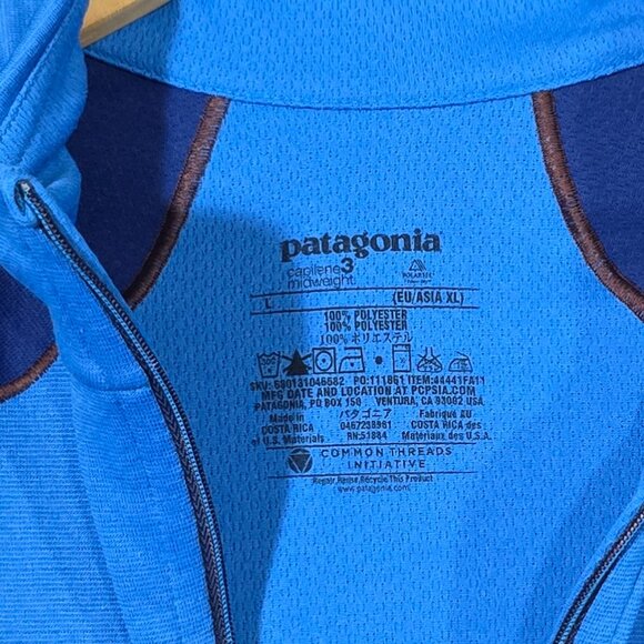 Patagonia #4441 Capilene 3 Midweight LS 1/4 Zip Pullover - Blue Blue - Sz L* - Picture 4 of 5